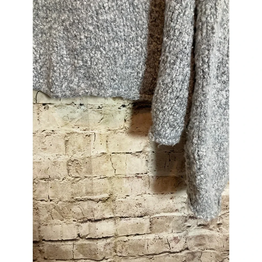 Free People BFF Cowl Neck Sweater Oversized Boxy Large Light Gray Soft Knit - Picture 8 of 15